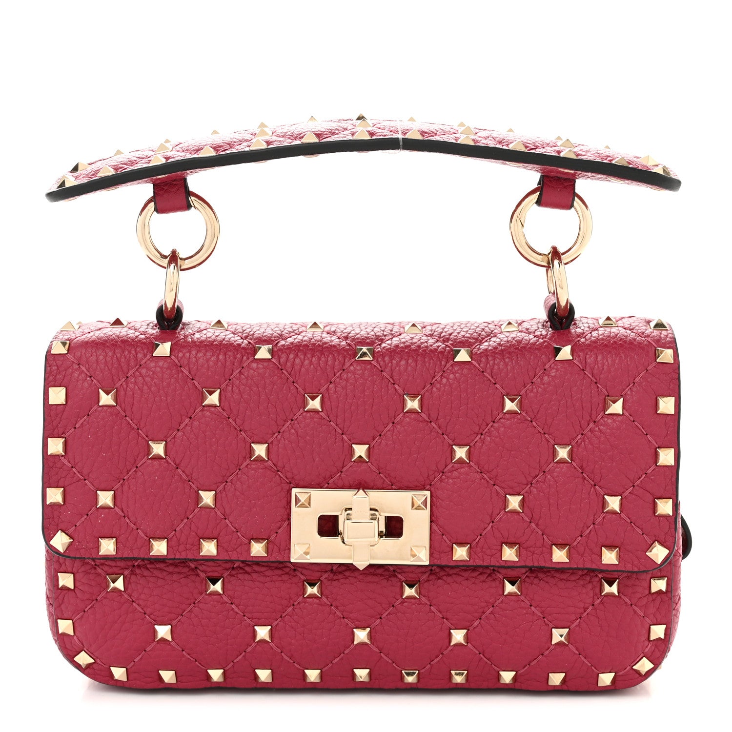 Valentino Garavani Grained Calfskin Small Rockstud Spike Shoulder Bag Berry Pink 1 of 9