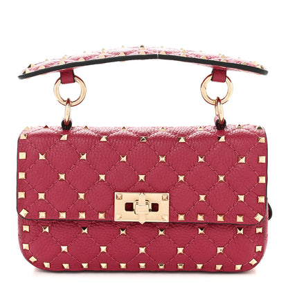 Valentino Garavani Grained Calfskin Small Rockstud Spike Shoulder Bag Berry Pink 1 of 9