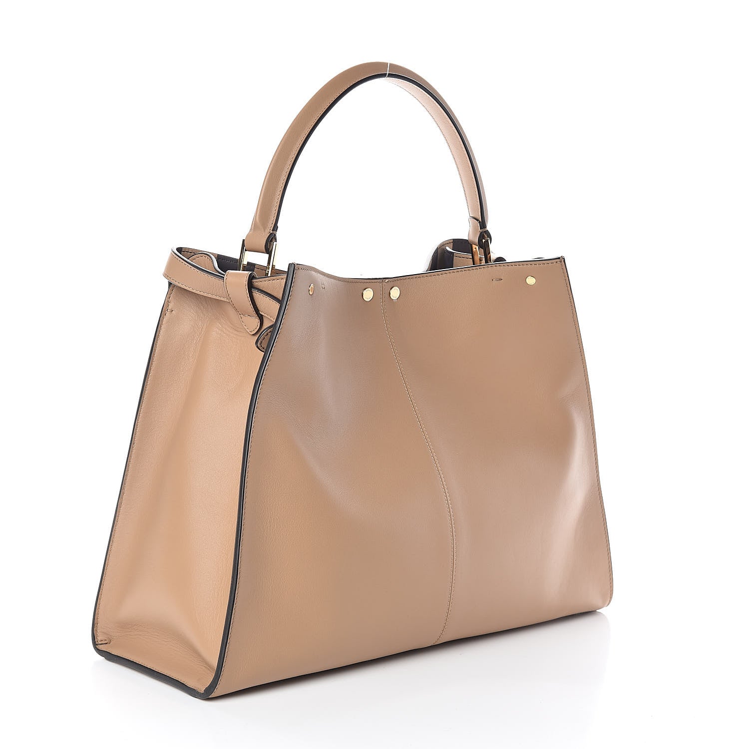 Fendi Vitello Seta Nabuk Pequin Large Peekaboo X-Lite Cuoio Tobacco Moro 3 of 8