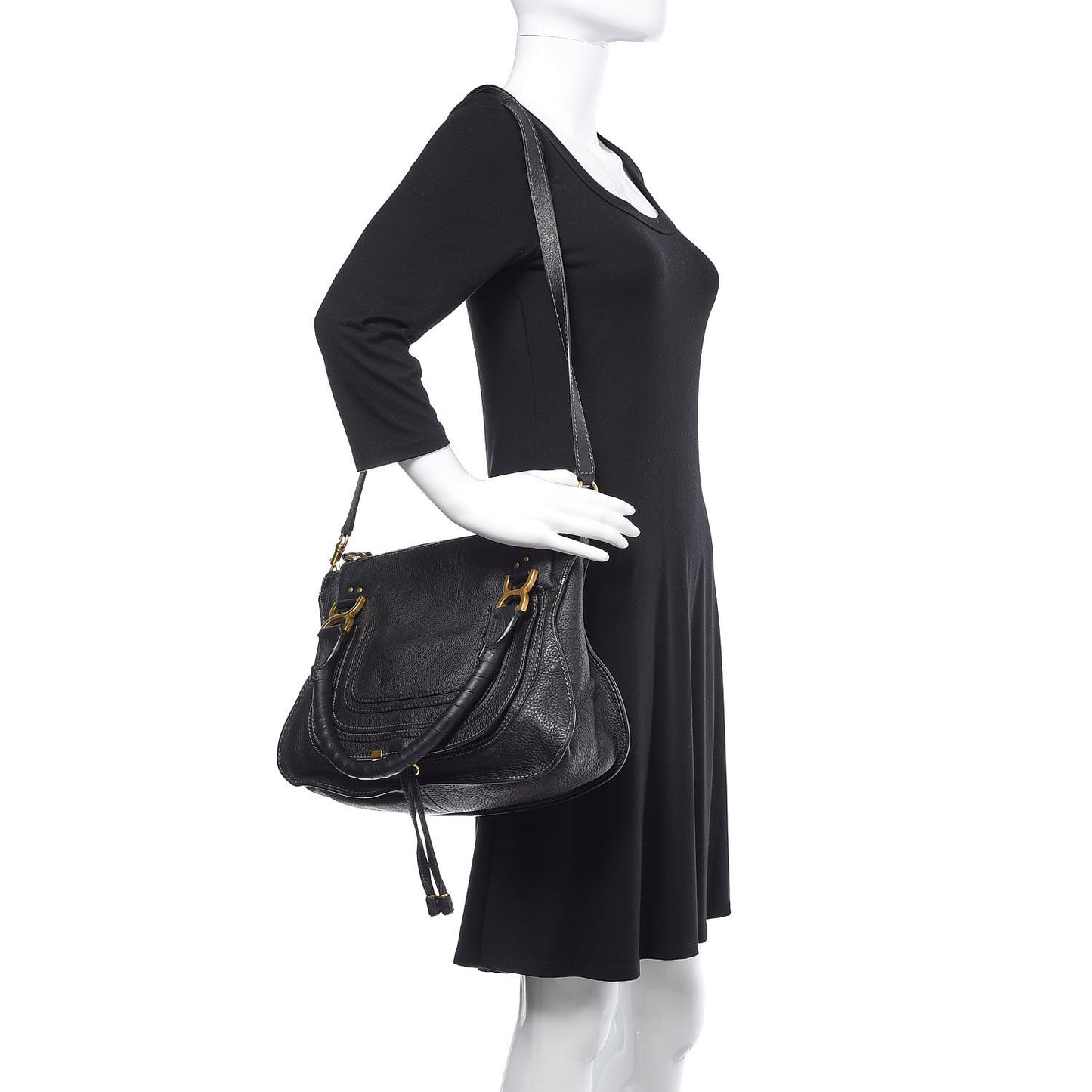 Calfskin Medium Marcie Satchel Black