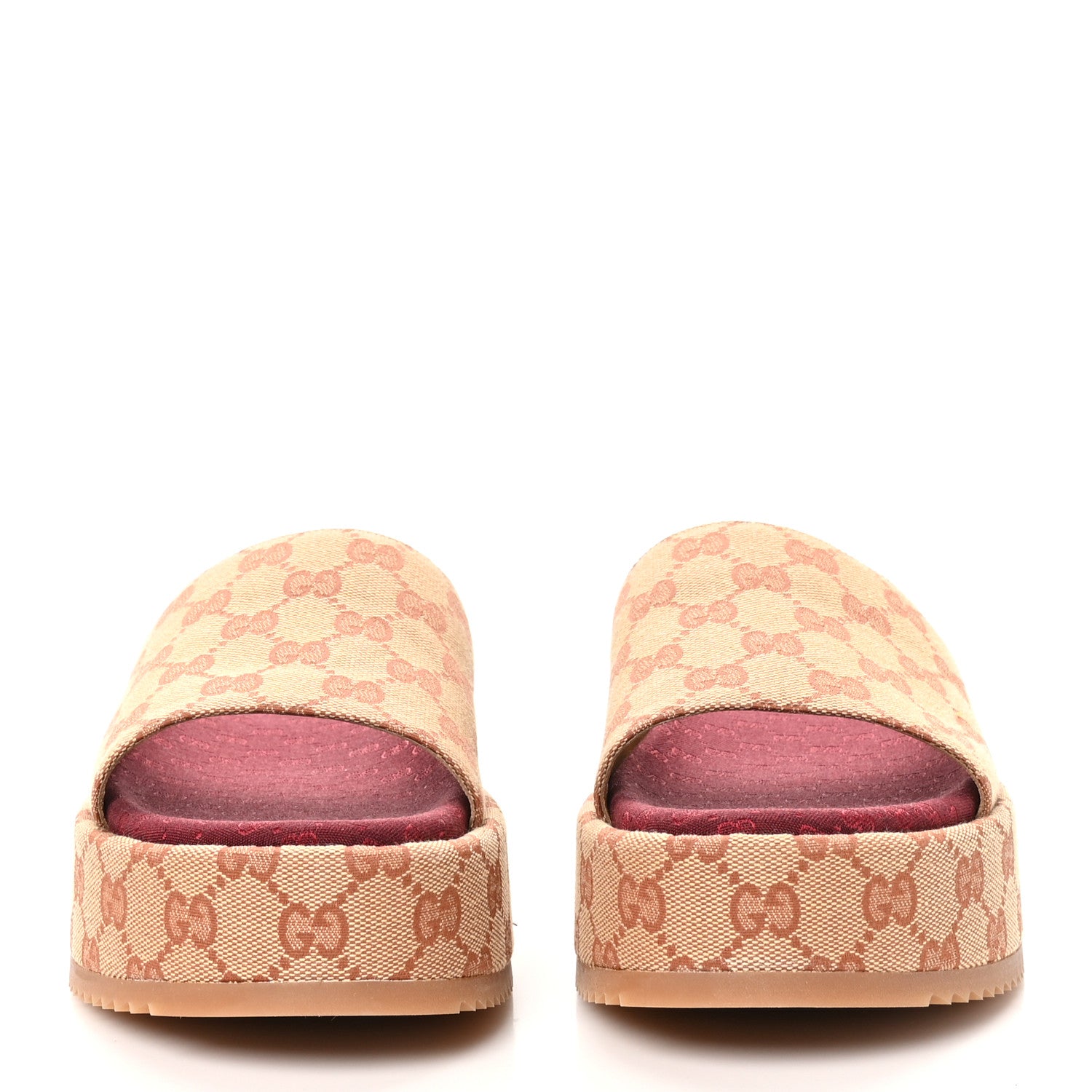 Gucci Canvas GG Monogram Angelina Platform Slide Sandals 40 Beige Ruggine 2 of 7