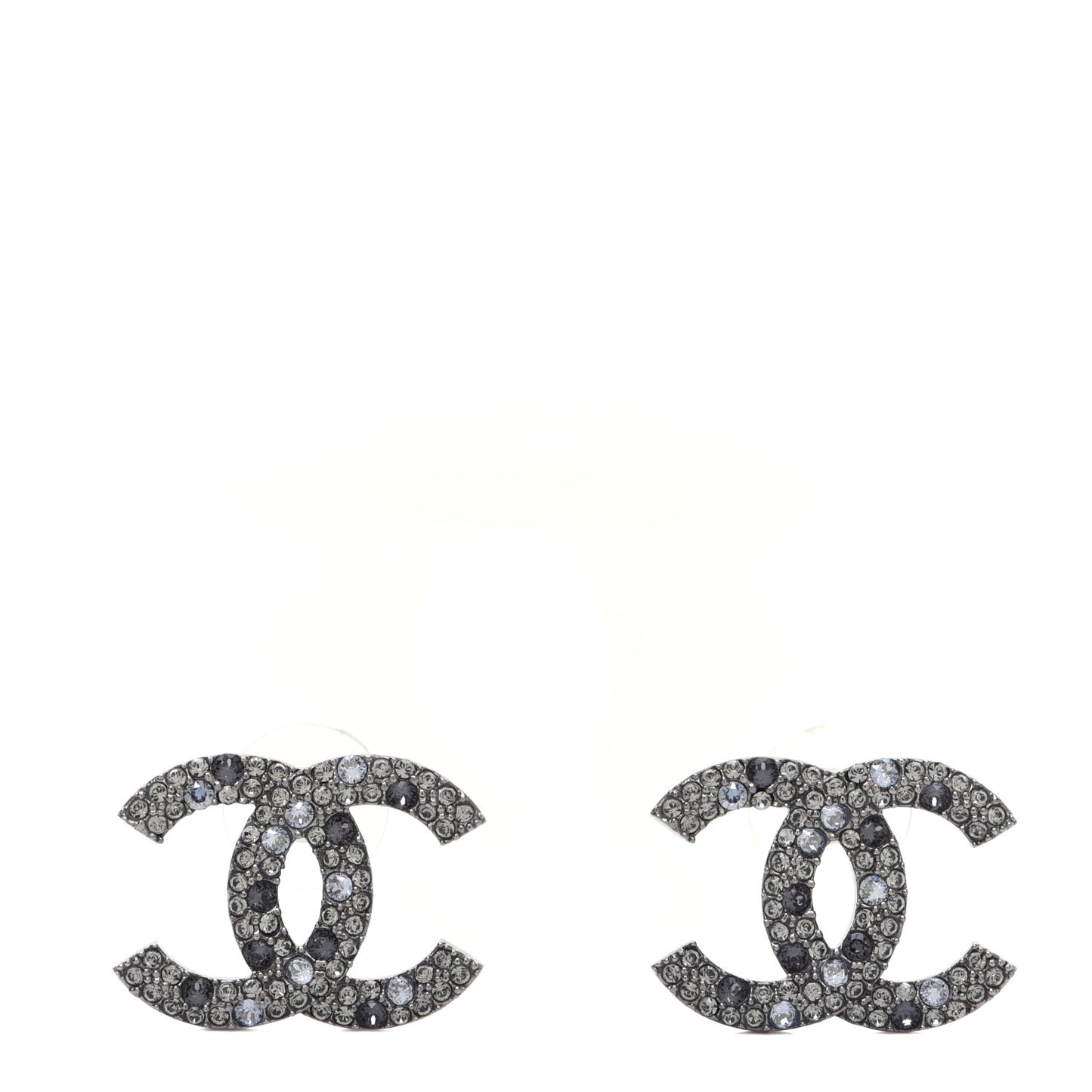 Crystal Large CC Earrings Silver