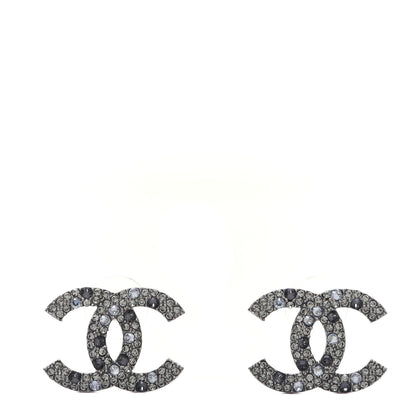 Chanel Crystal Large CC Earrings Silver 1 of 8