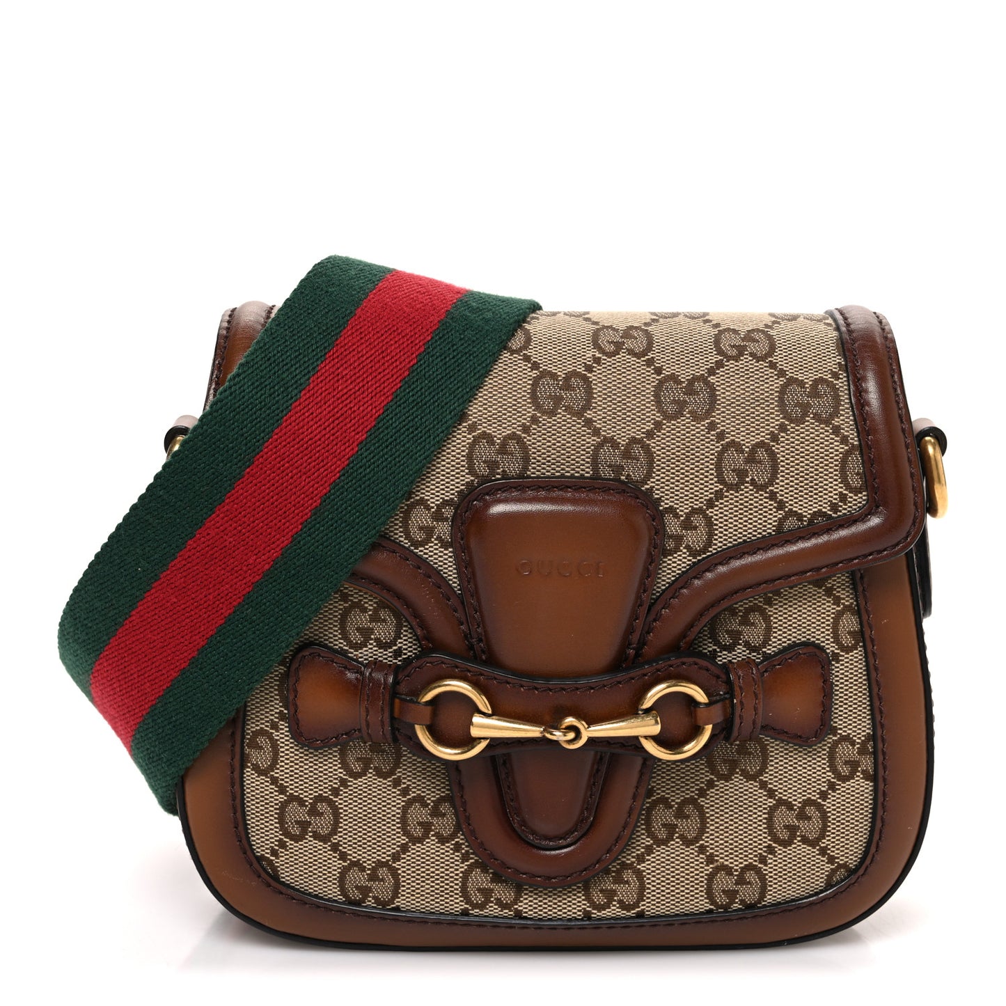 Monogram Small Lady Web Shoulder Bag Beige Cuir