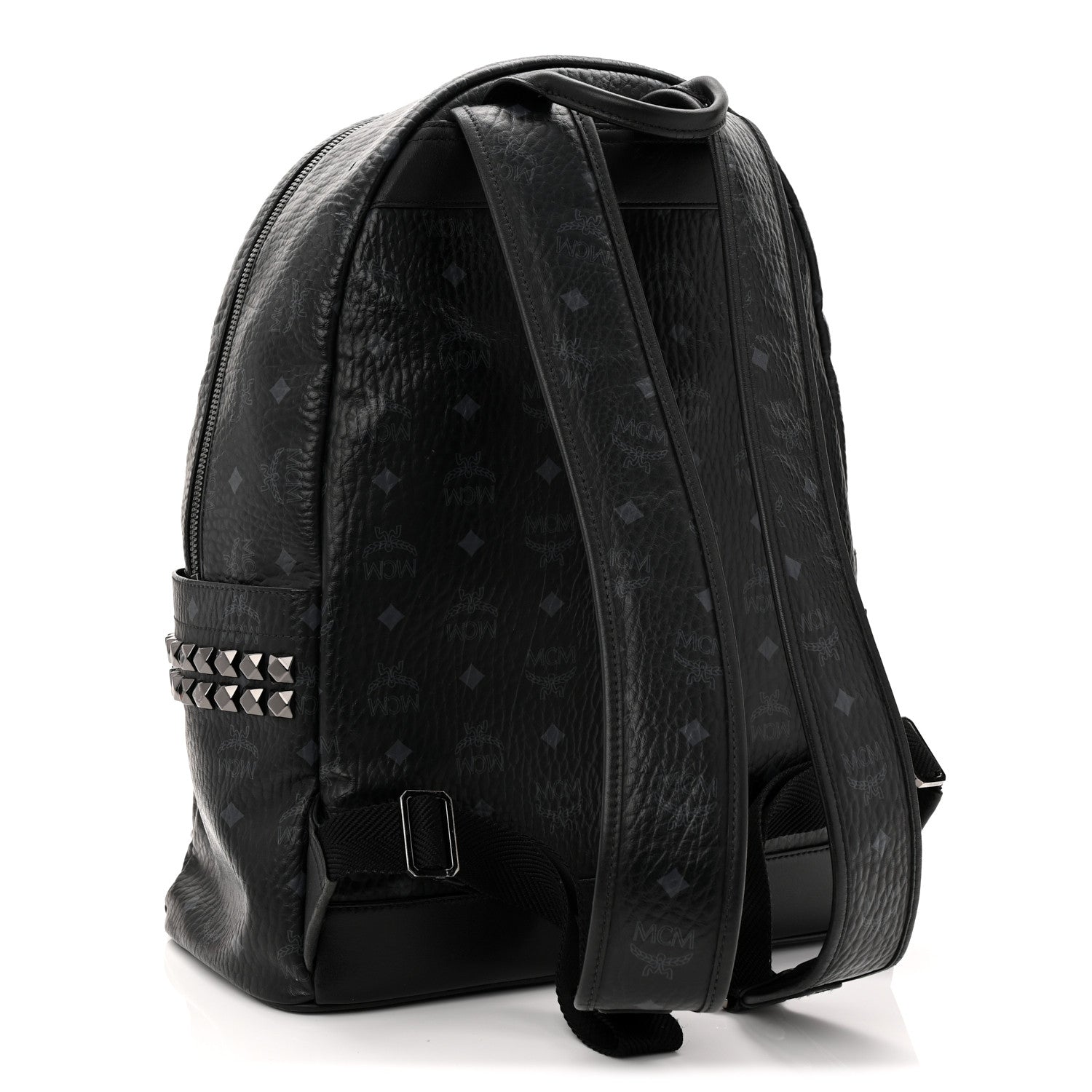 MCM Visetos Medium Side Studs Stark Backpack Black 3 of 11