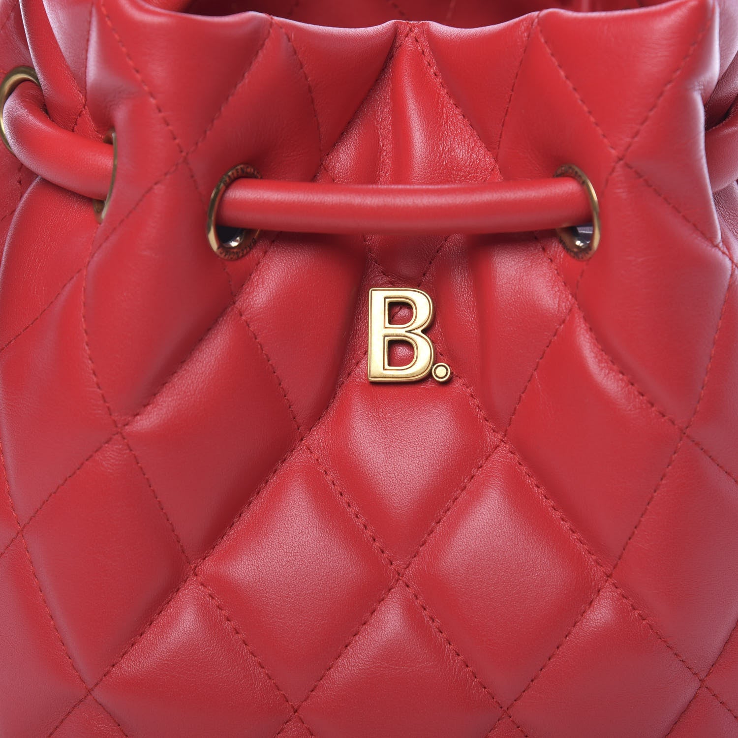 Balenciaga Nappa Calfskin Quilted Touch B Bucket Bag Bright Red 7 of 9