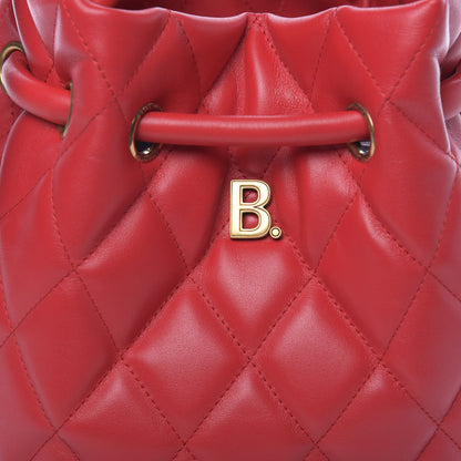 Balenciaga Nappa Calfskin Quilted Touch B Bucket Bag Bright Red 7 of 9