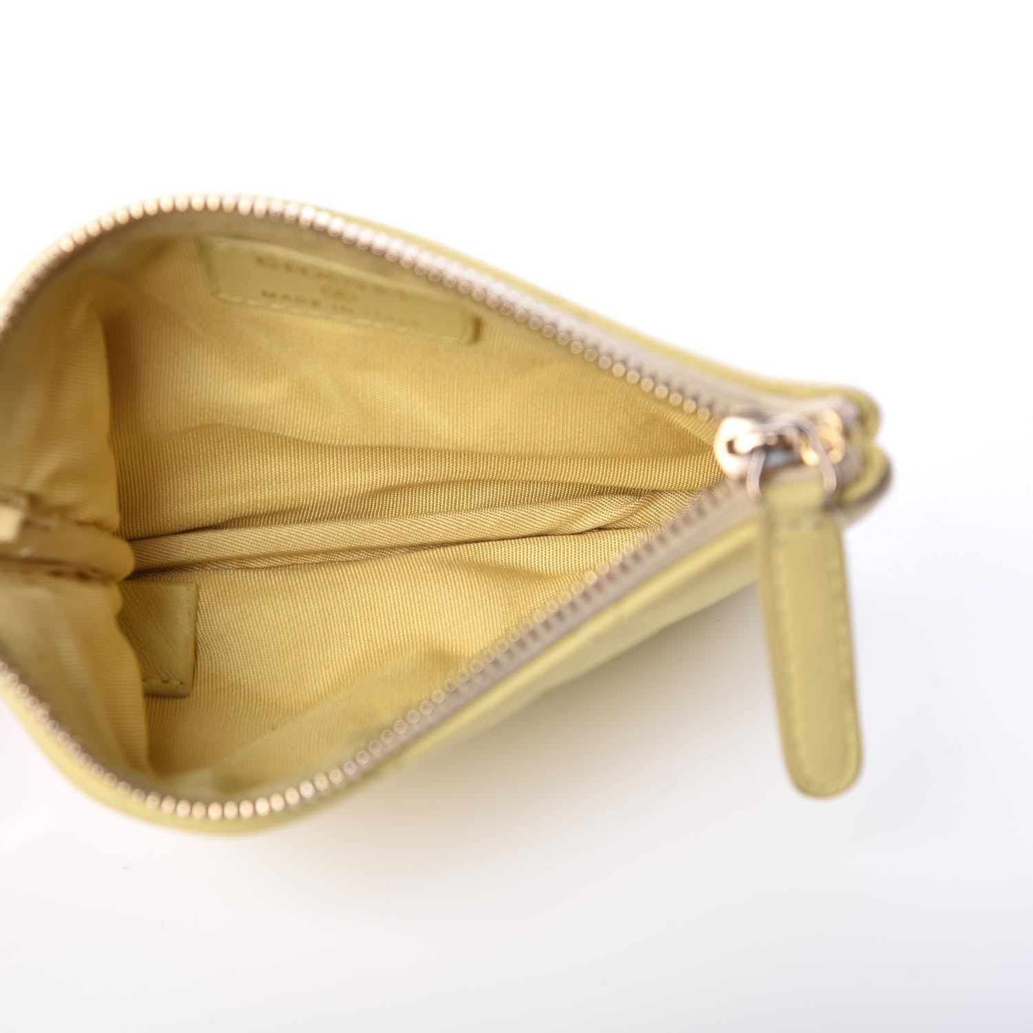 Chanel Lambskin Quilted Small Cosmetic Case Yellow 5 of 16