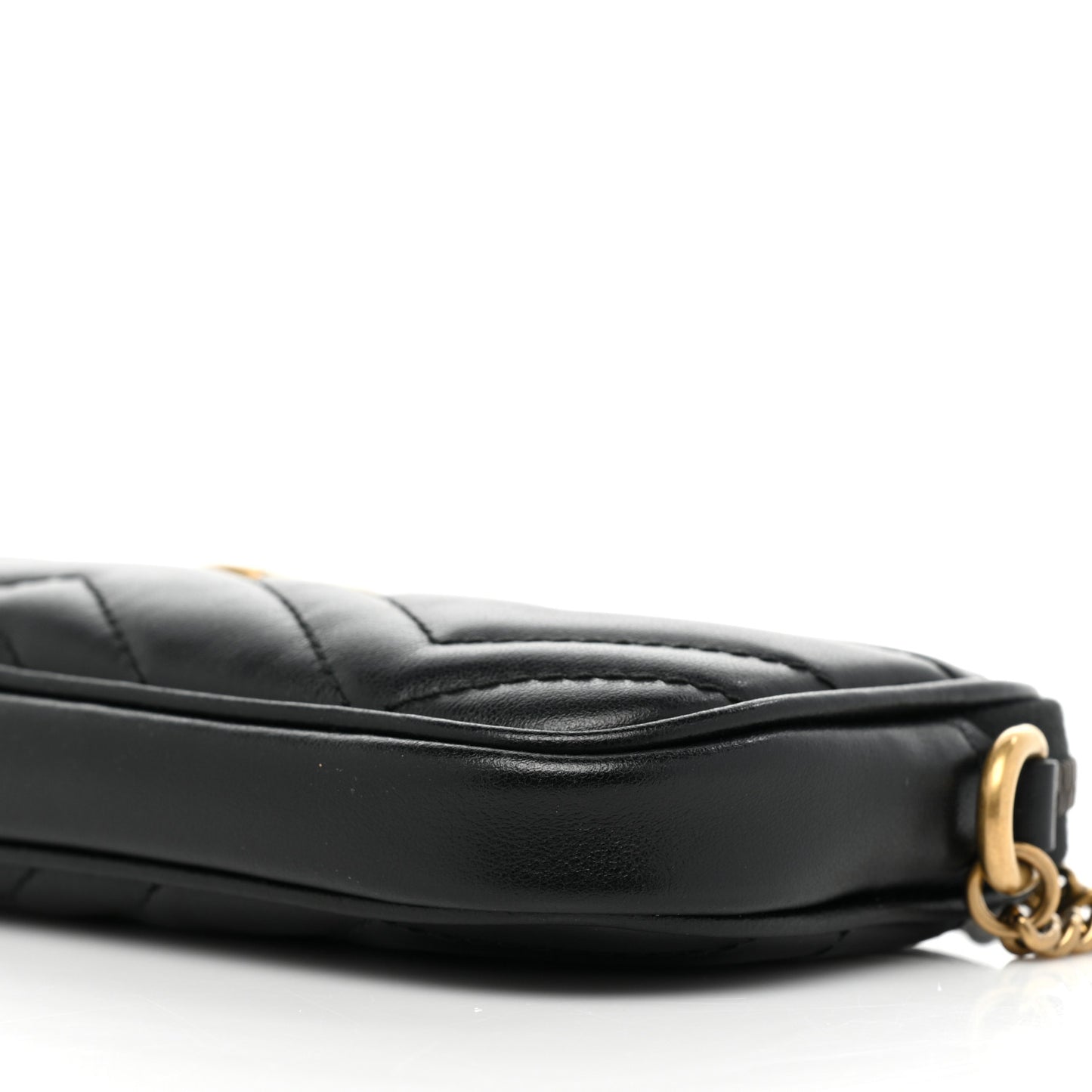 Calfskin Matelasse Mini GG Marmont Chain Crossbody Bag Black
