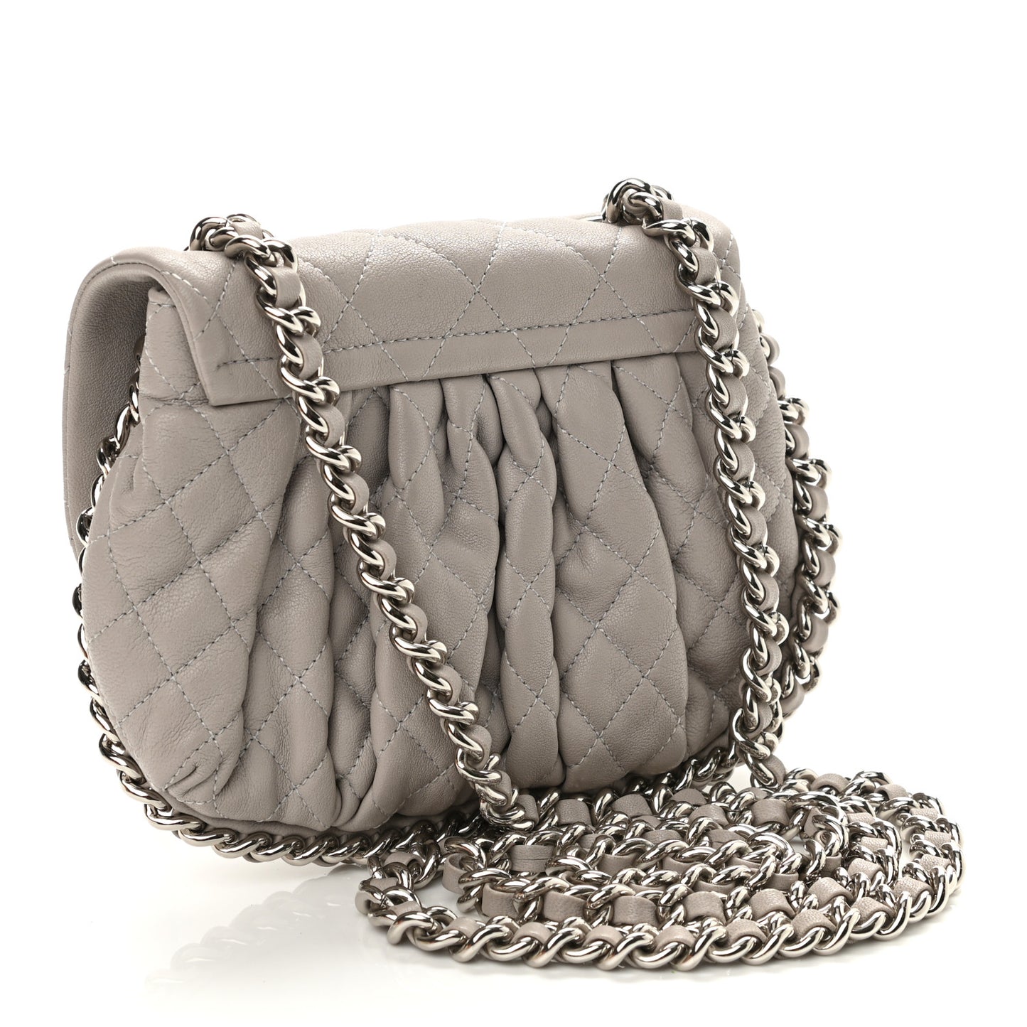 Washed Lambskin Quilted Mini Chain Around Flap Taupe