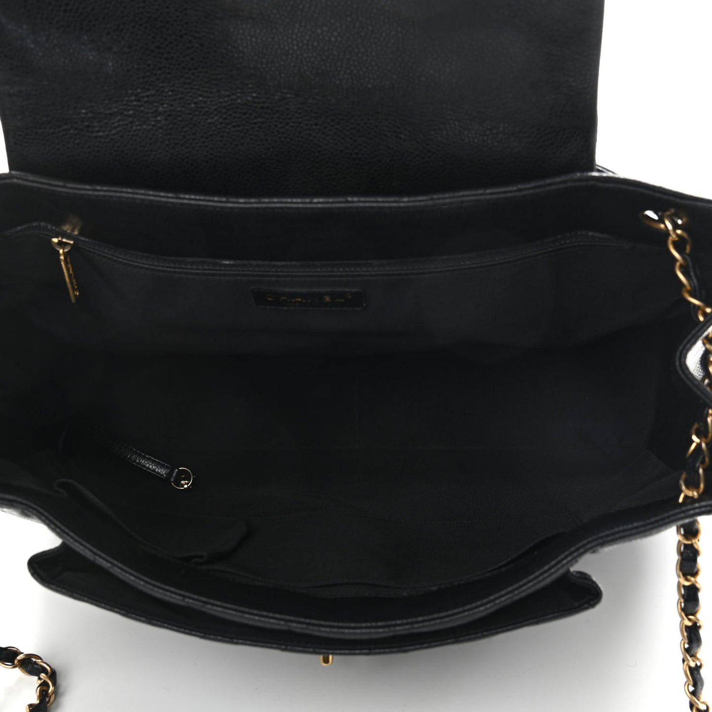 Caviar Quilted Flap Tote Black