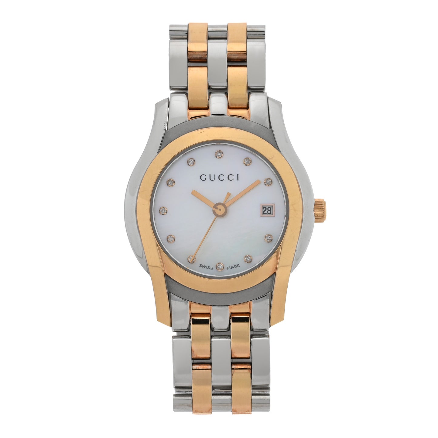 Stainless Steel Diamond Mother of Pearl 27mm 5500L Two Tone Quartz Watch