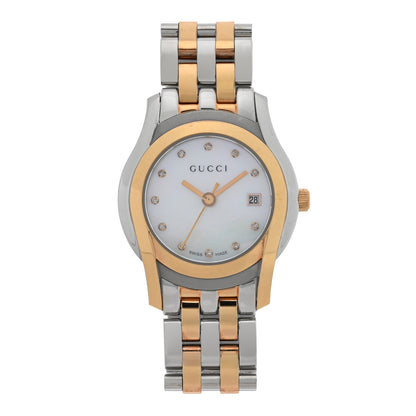 Gucci Stainless Steel Diamond Mother of Pearl 27mm 5500L Two Tone Quartz Watch 1 of 4