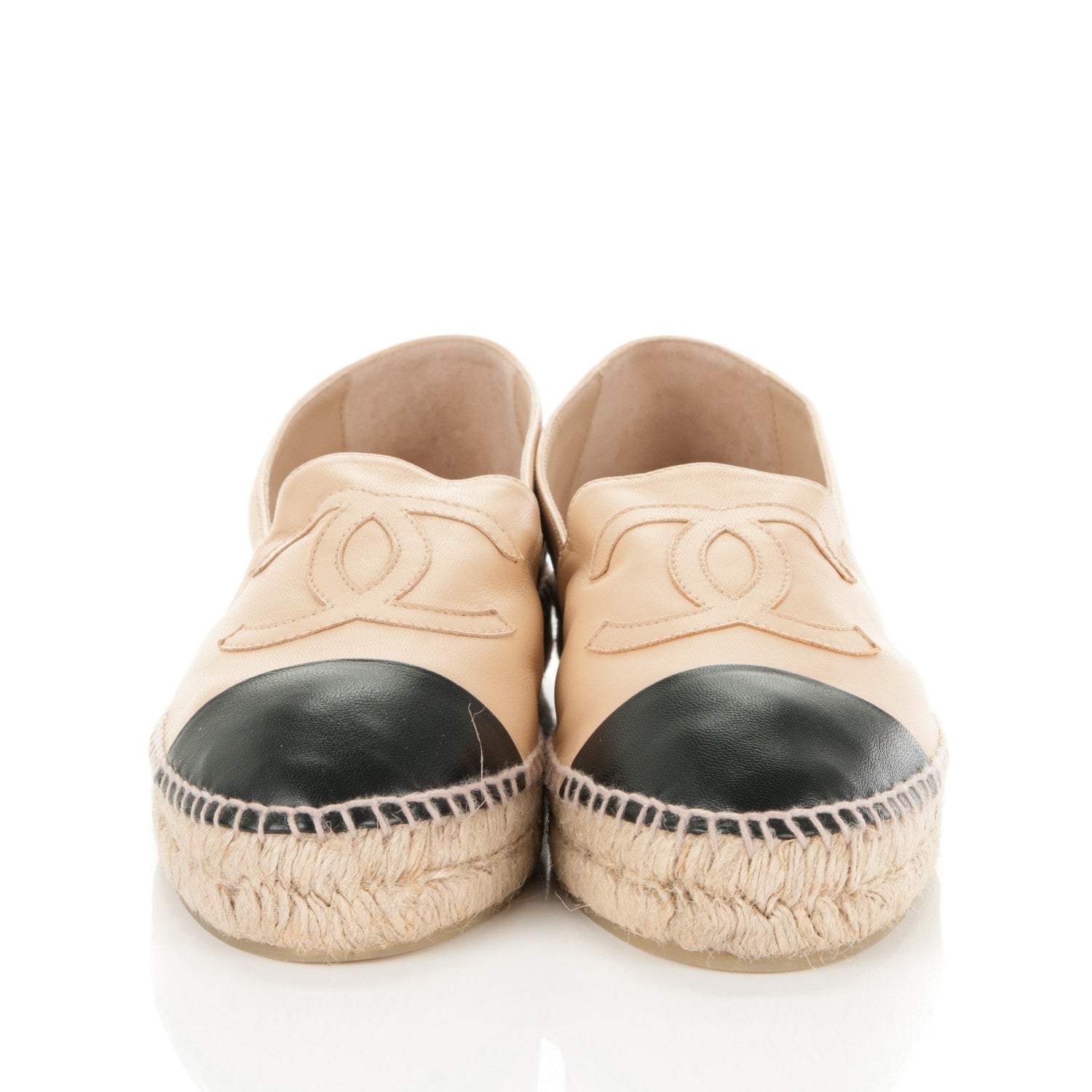 Chanel Lambskin CC Espadrilles 41 Beige Black 2 of 7