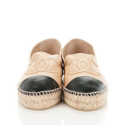 Chanel Lambskin CC Espadrilles 41 Beige Black 2 of 7