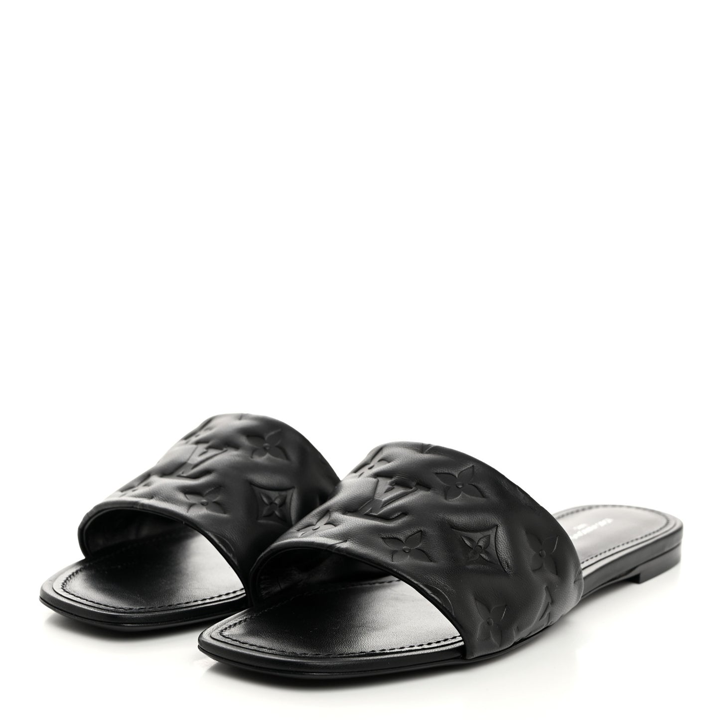 Lambskin Embossed Monogram Revival Flat Mules 41 Black