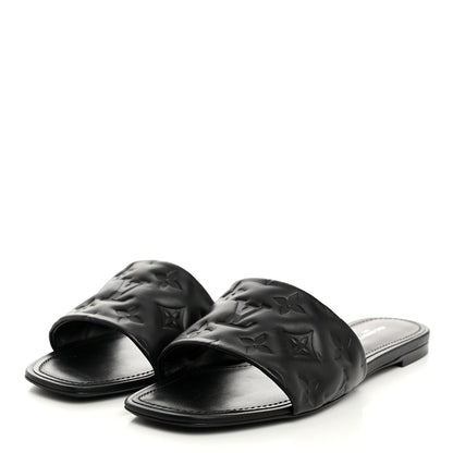 Louis Vuitton Lambskin Embossed Monogram Revival Flat Mules 41 Black 3 of 8