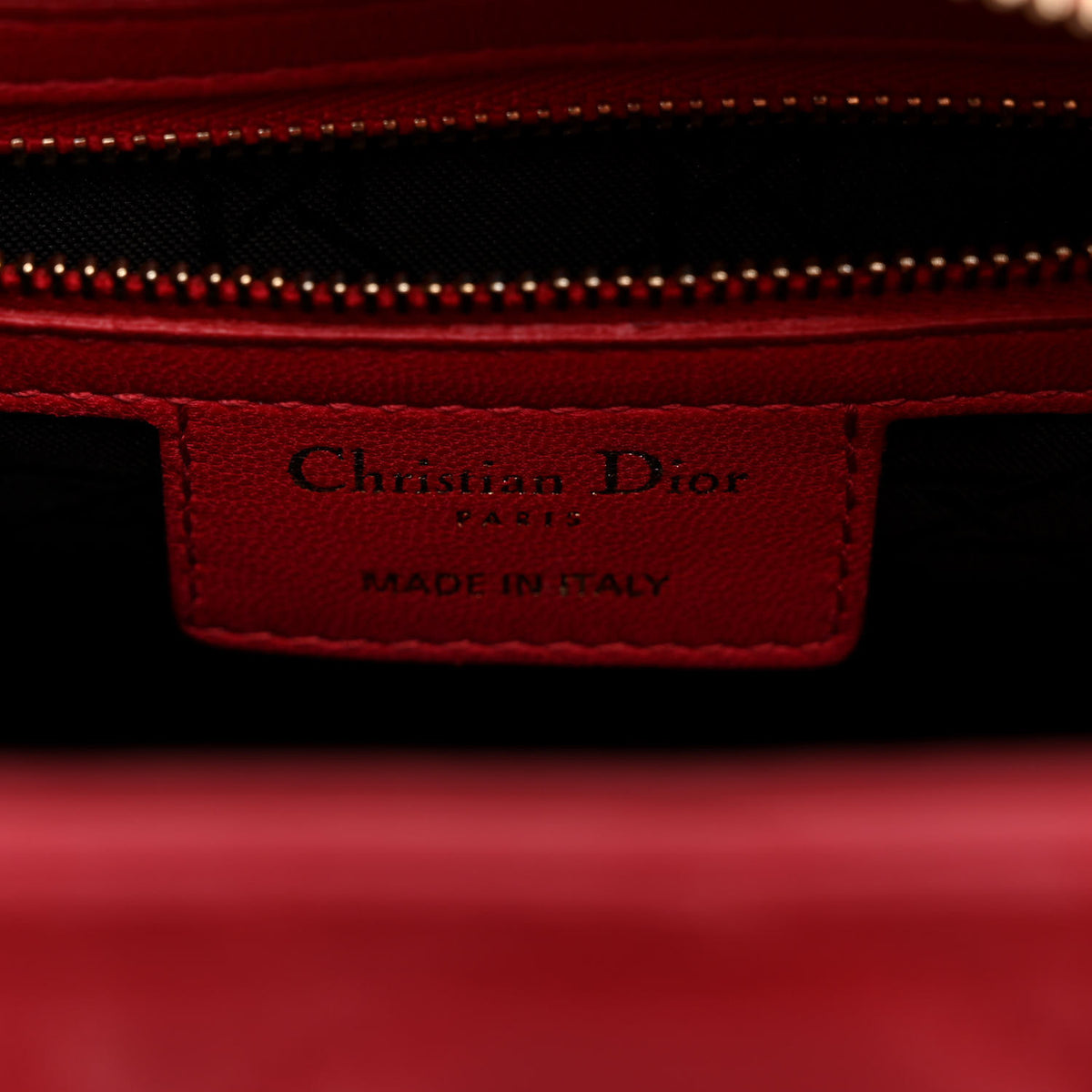 Christian Dior Lambskin Cannage Medium Lady Dior Red 6 of 12