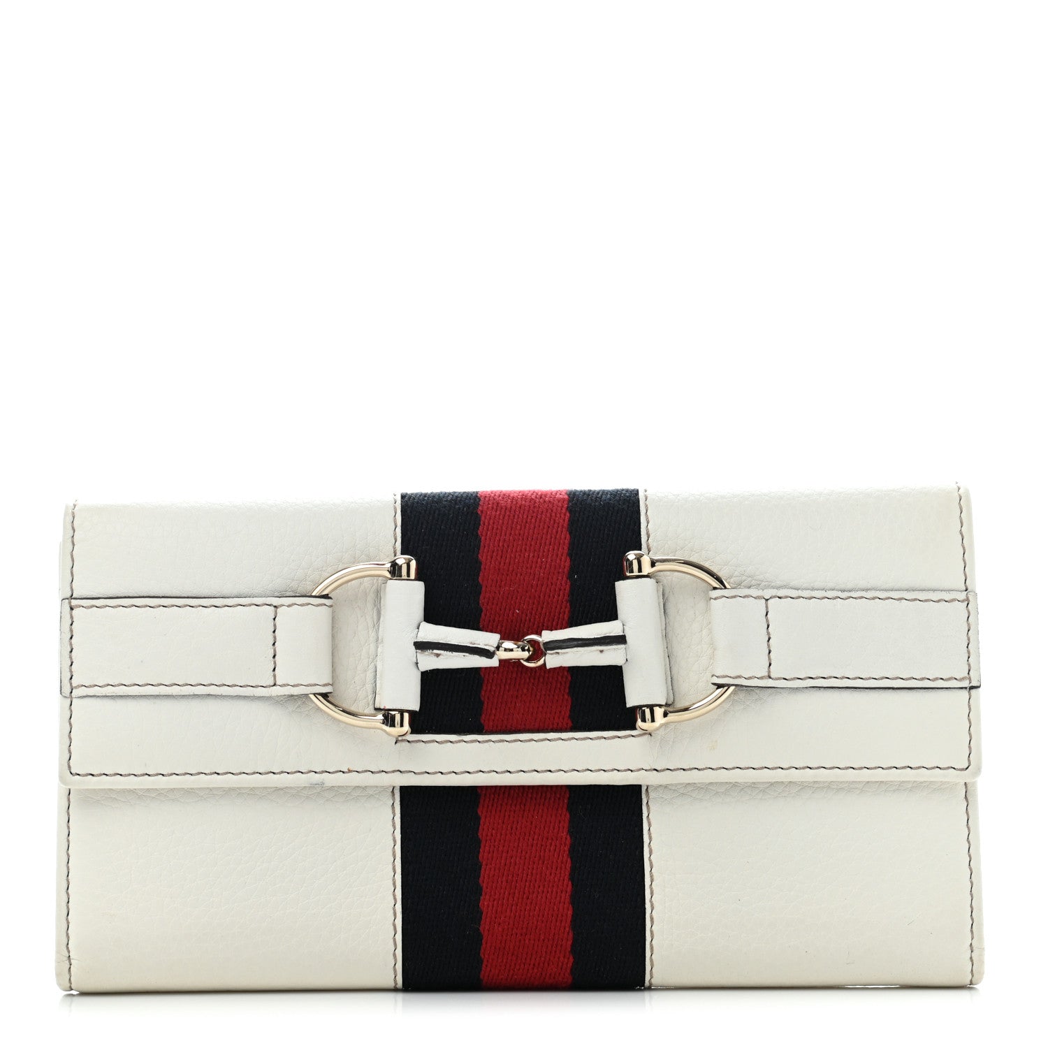 Gucci Calfskin Horsebit Web Continental Wallet White 1 of 10