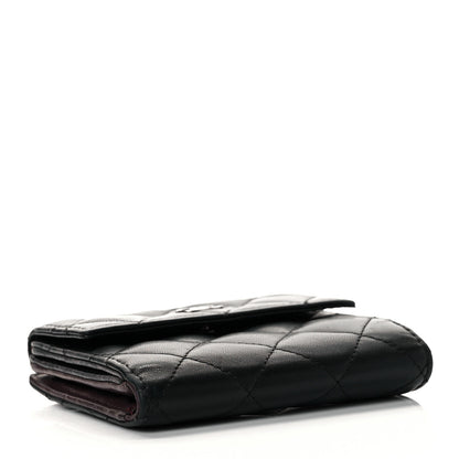 Chanel Lambskin Quilted Compact French Flap Wallet Black 4 of 10