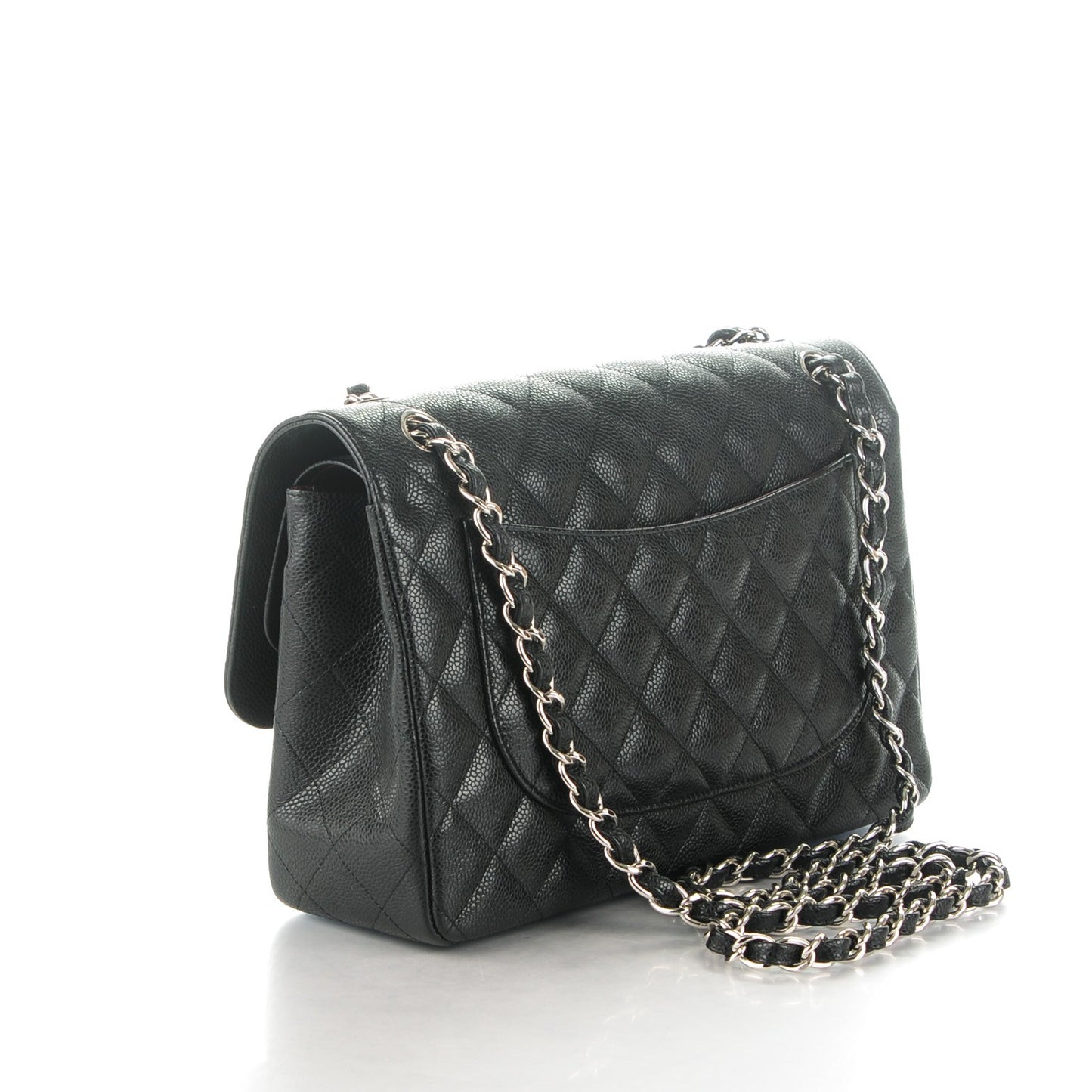 Caviar Quilted Jumbo Double Flap Black
