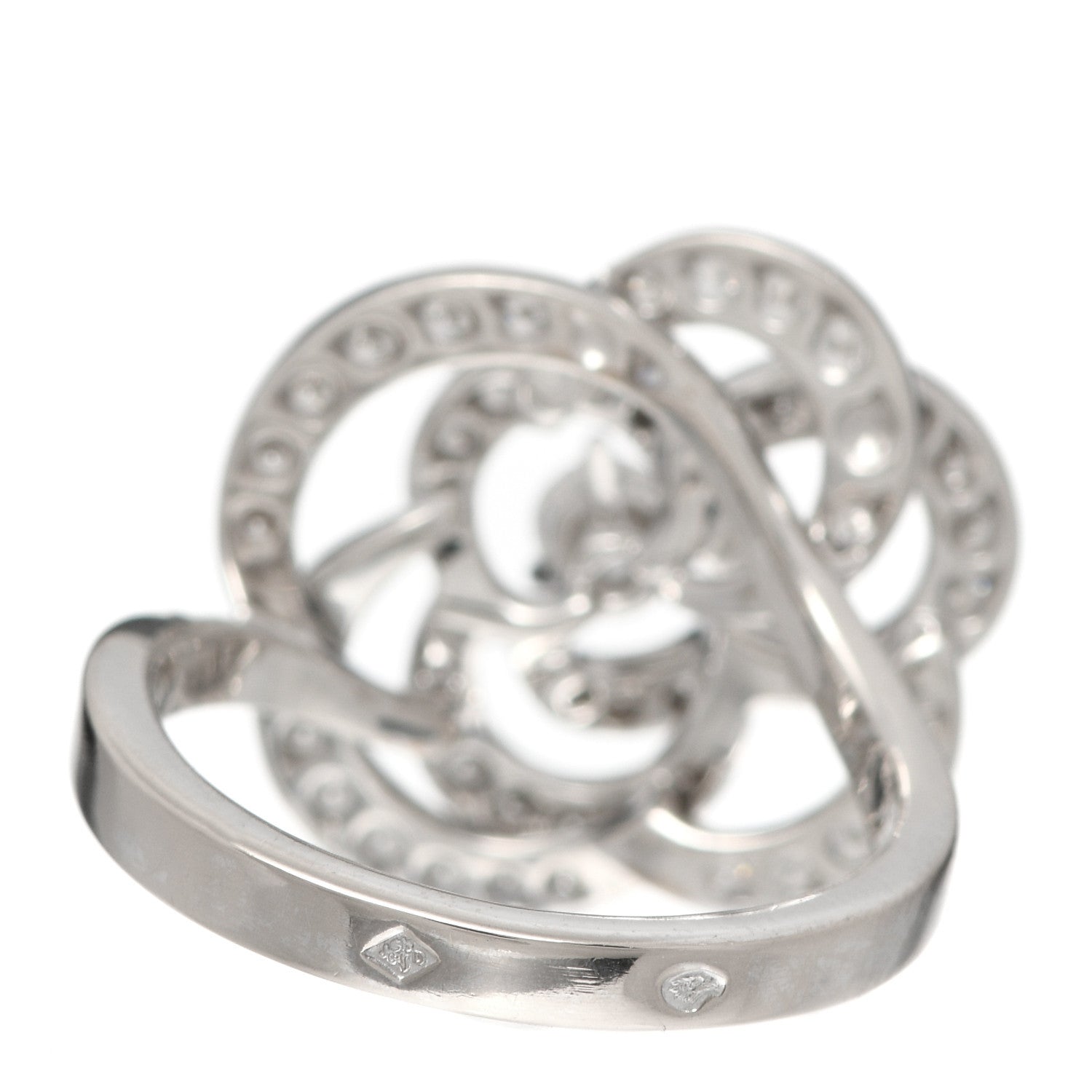 Chanel 18K White Gold Diamond Fil de Camélia Ring 53 6.25 4 of 6