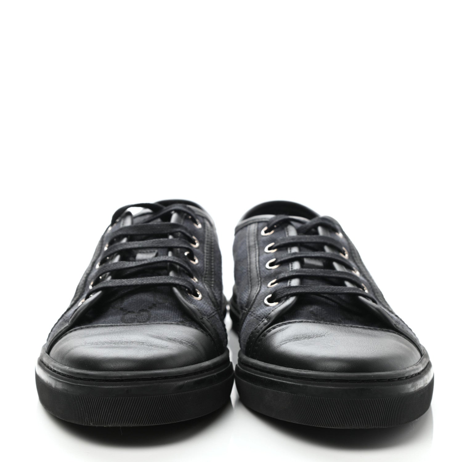 Gucci GG Monogram Calfskin Womens Low Top Sneakers 38.5 Piombo Black 2 of 11