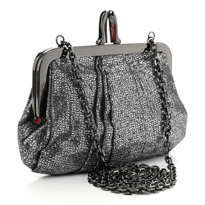 Christian Louboutin Glitter Fabric Crossbody Clutch Silver 3 of 9