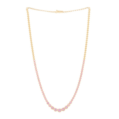 Jennifer Meyer 18K Yellow Gold Pink Sapphire Graduated Tennis Necklace 2 of 5