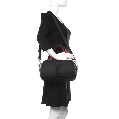 Prada Tessuto Nylon Pocket Top Handle Cargo Shoulder Bag Black Fuoco 2 of 9