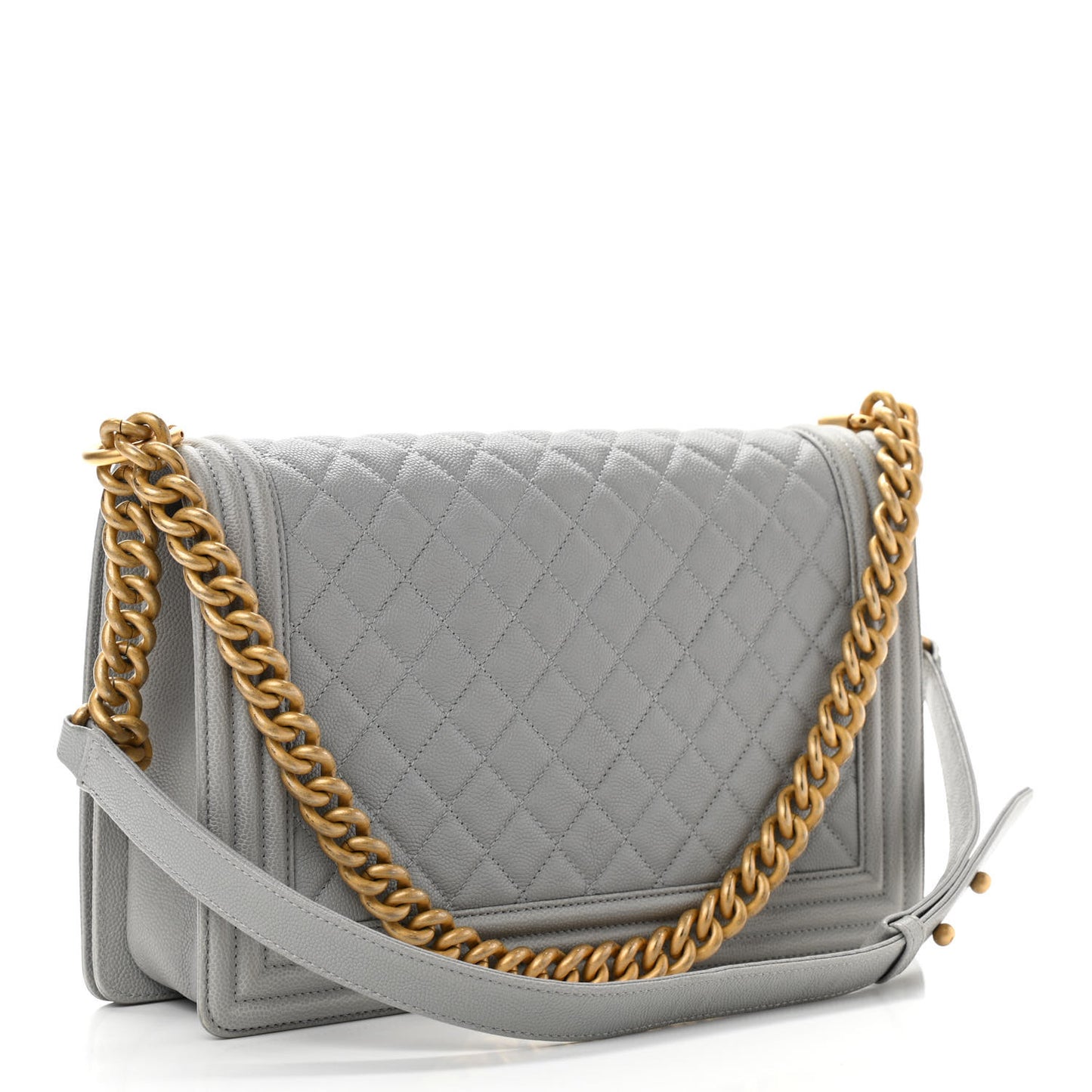 Caviar Quilted New Medium Boy Flap Grey