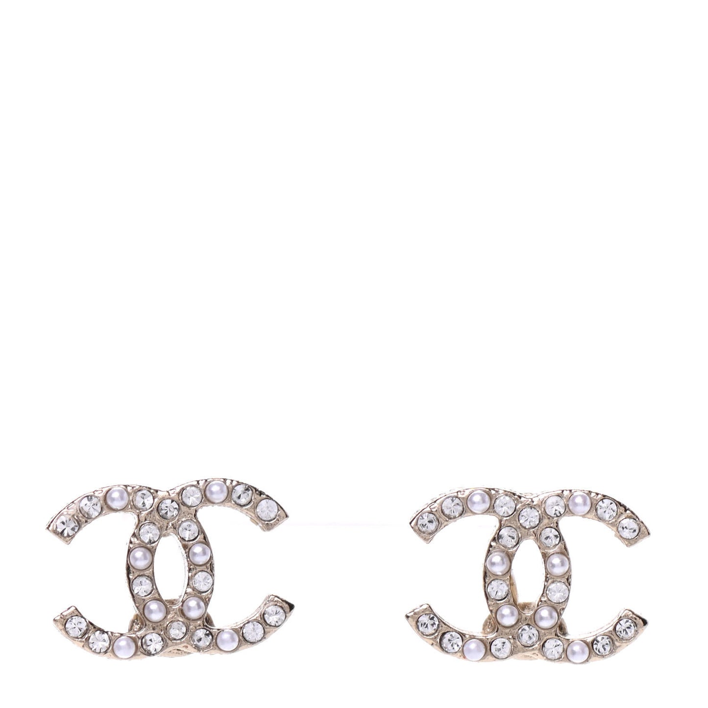 Pearl Crystal CC Earrings Gold