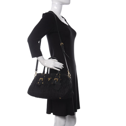 Prada Tessuto Nylon Gaufre Shopping Satchel Black 3 of 10