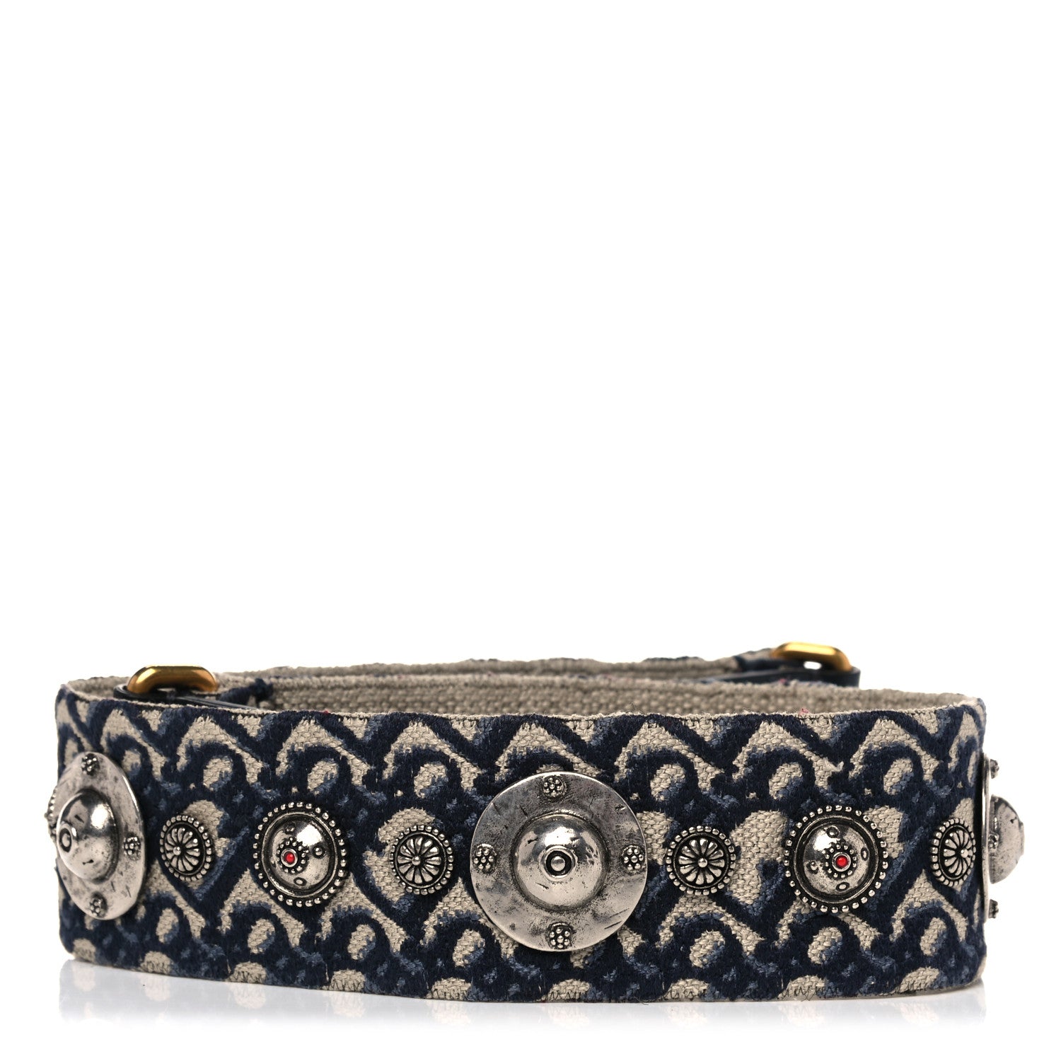 Christian Dior Oblique Studded Shoulder Strap Blue 2 of 6