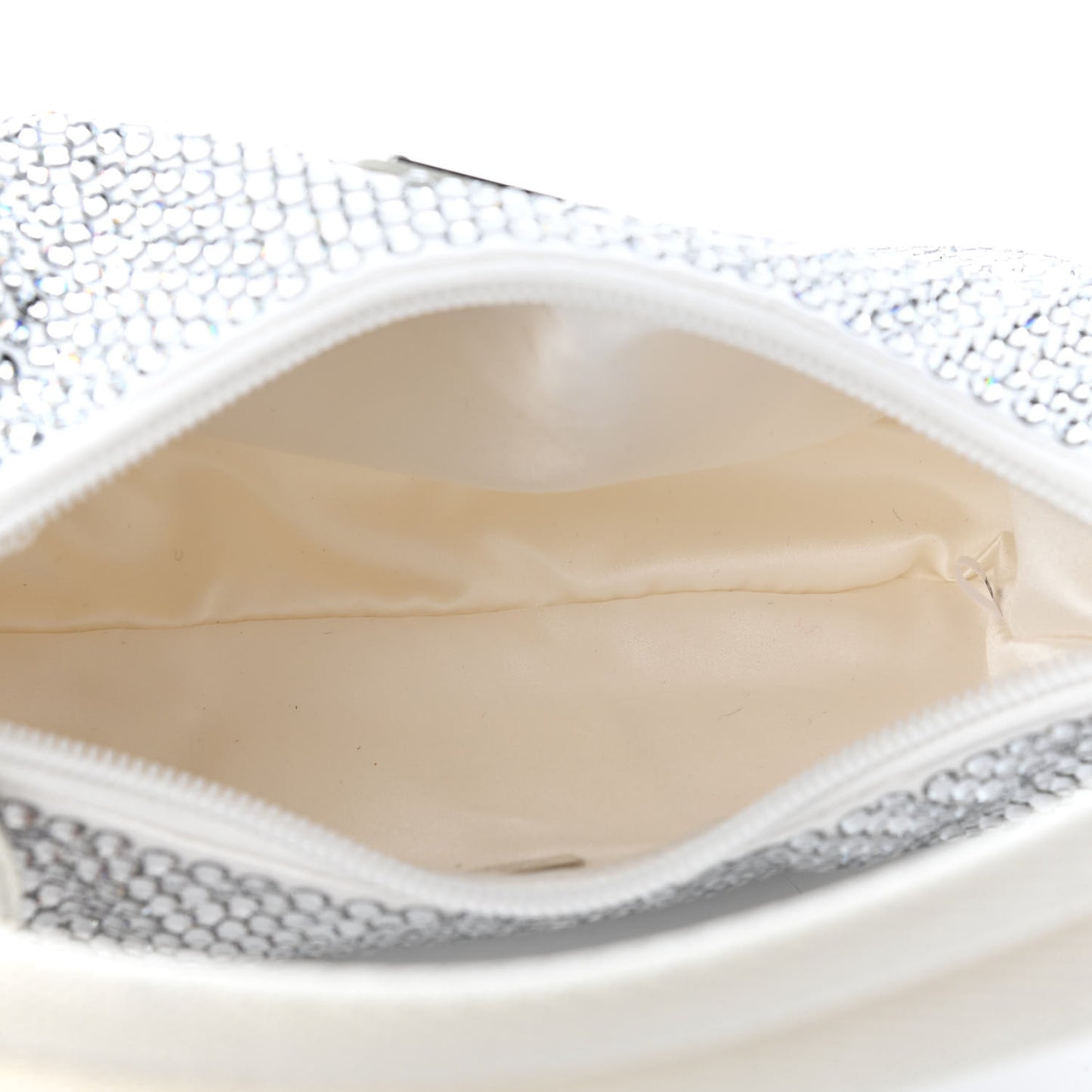 Satin Crystal Mini Re-Edition 2000 Bag White