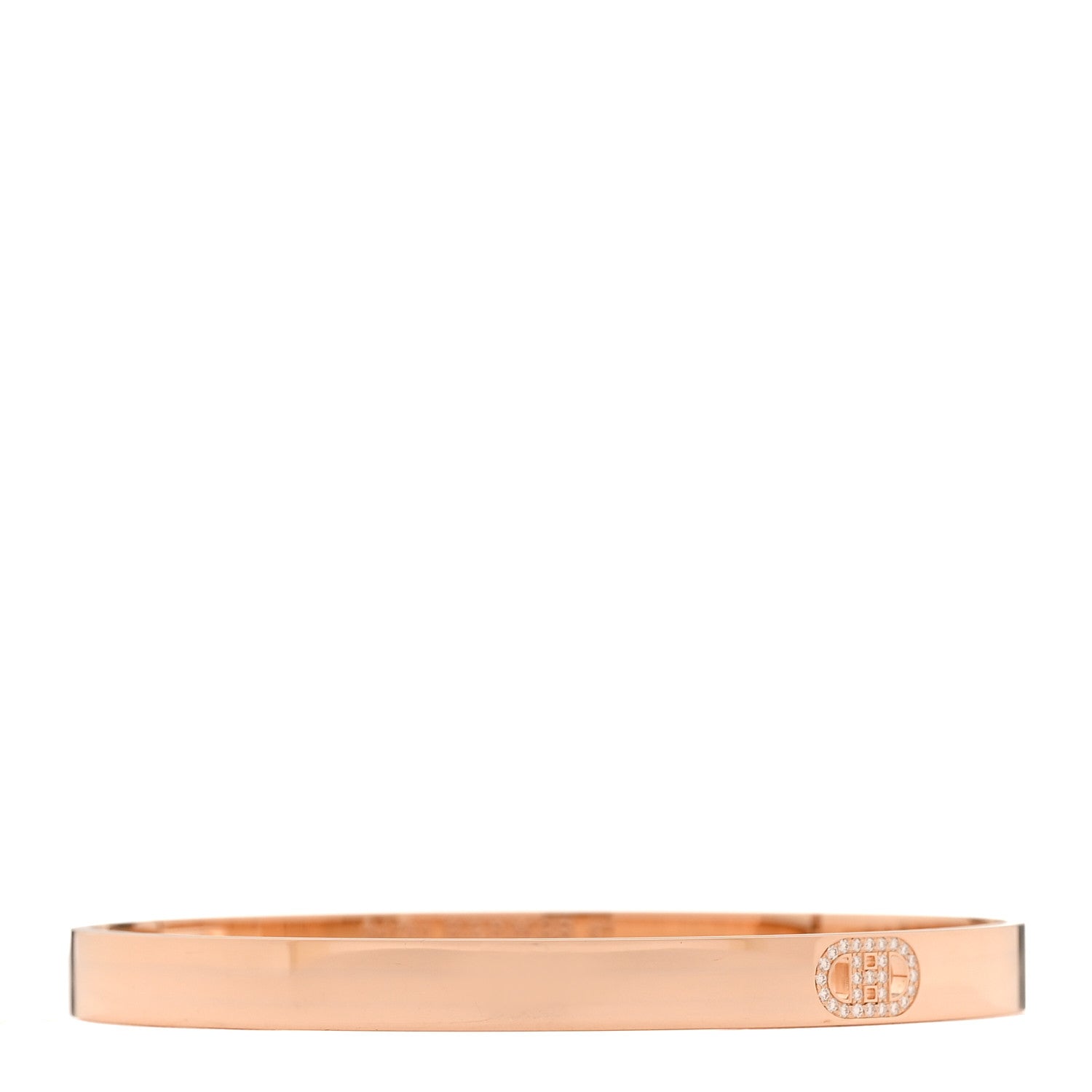 Hermes 18K Rose Gold Diamond PM H D'Ancre Bracelet ST 1 of 4