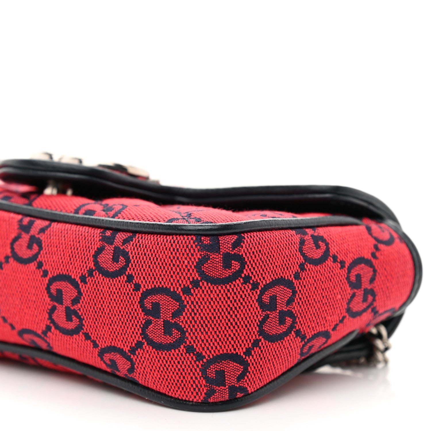 Gucci Monogram Multicolor Matelasse Diagonal Super Mini GG Marmont Shoulder Bag Red Blue 8 of 8