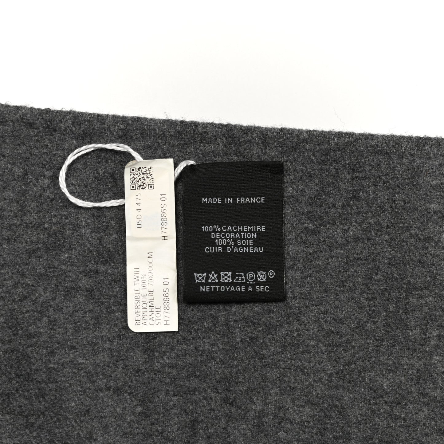 Cashmere Twill Double Face Applique Stole Scarf Gris