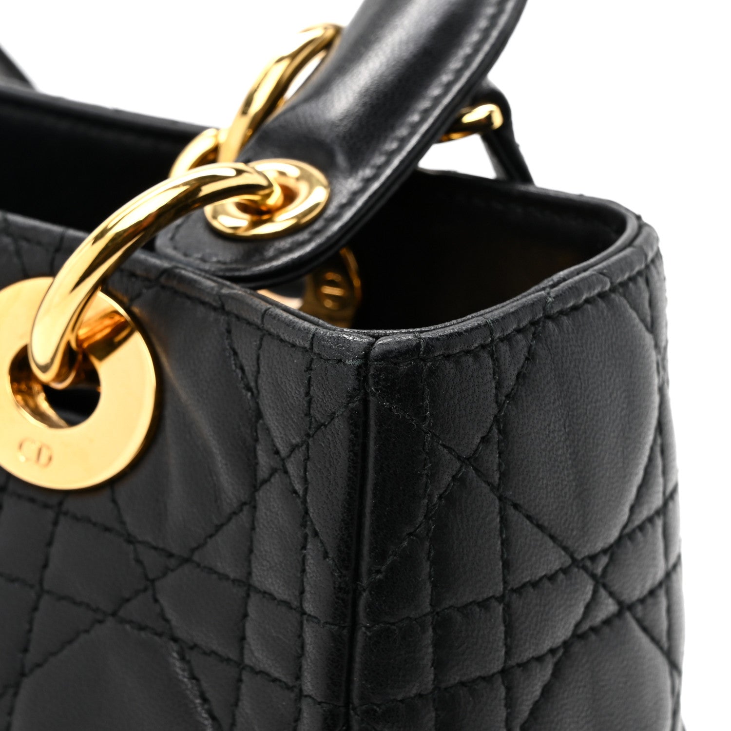 Christian Dior Lambskin Cannage Medium Lady Dior Black 15 of 16
