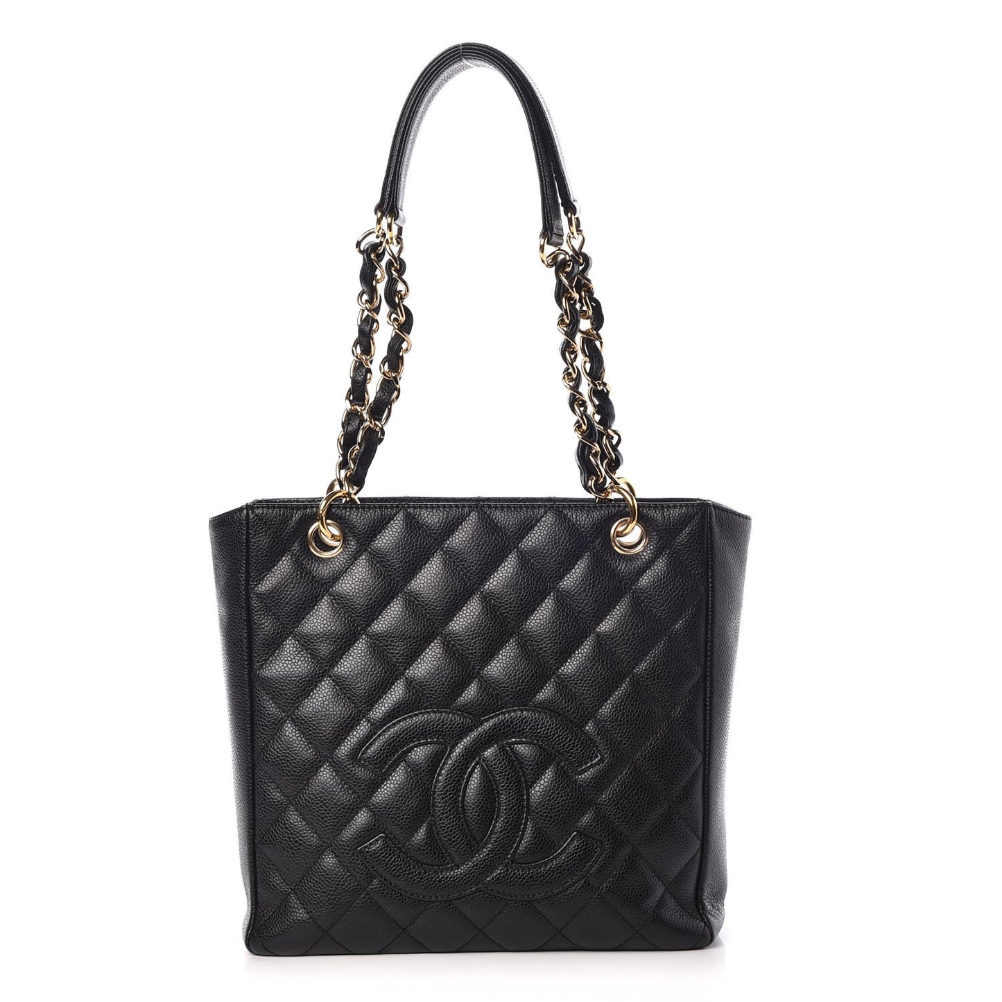 Caviar Quilted Petit Shopping Tote PST Black