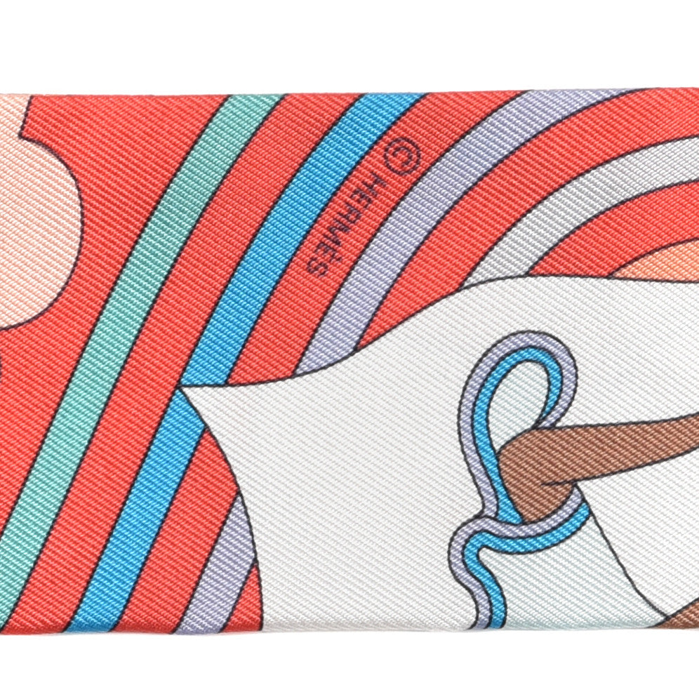 Hermes Silk Carres Volants Twilly Grenadine White Bleu 3 of 4