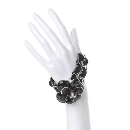 Chanel Resin Camellia Chain Ribbon Bracelet Black 2 of 5