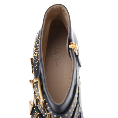 Chloe Nappa Sheepskin Studded Susanna Ankle Boots 39.5 Royal Navy 7 of 8