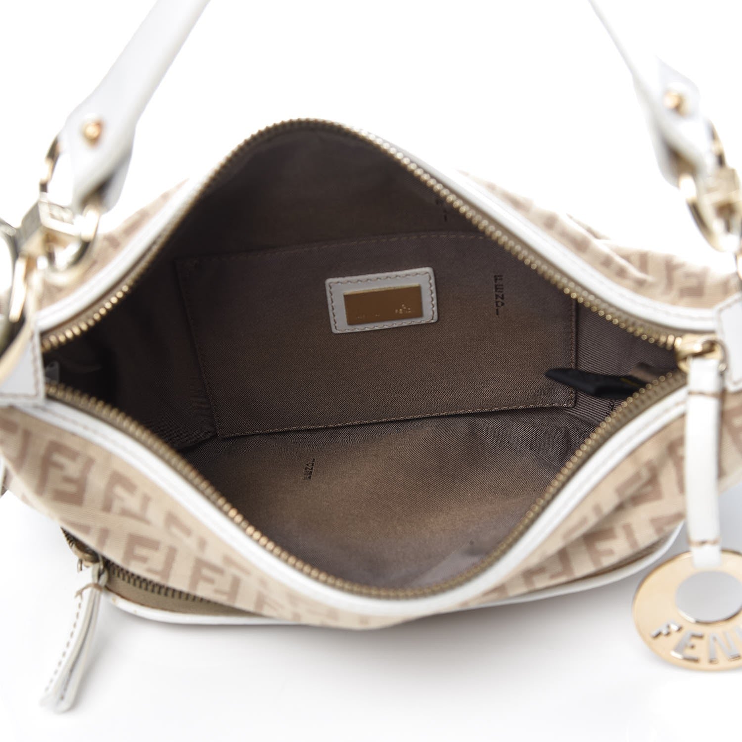 Fendi Zucchino Vitello Small Chef Pocket Shoulder Bag Beige White 5 of 13