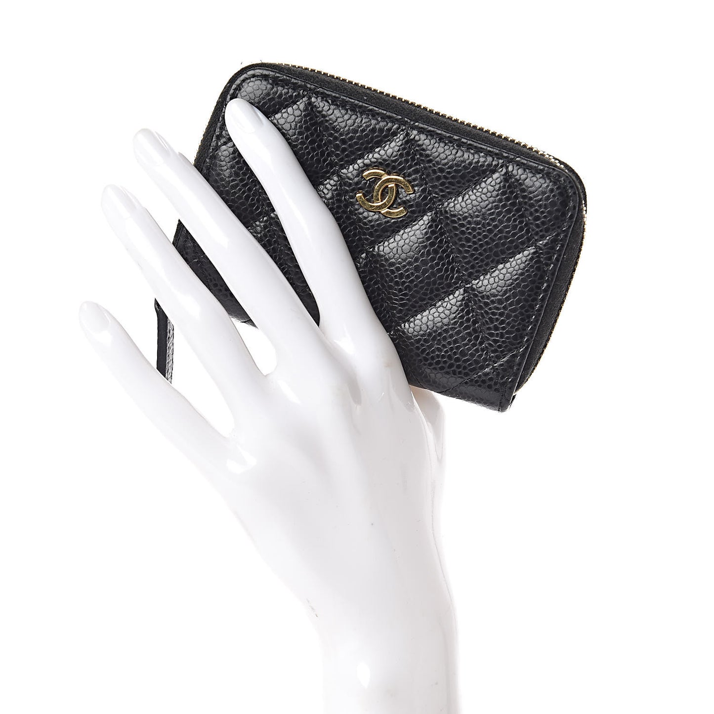 Caviar Quilted Zip Coin Purse Black