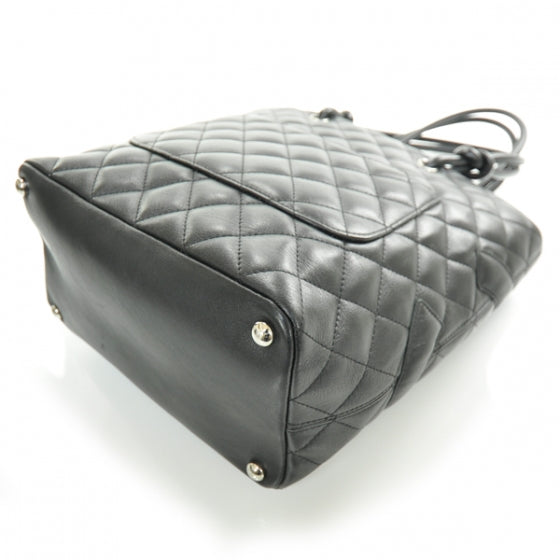 Calfskin Quilted Medium Cambon Tote Black