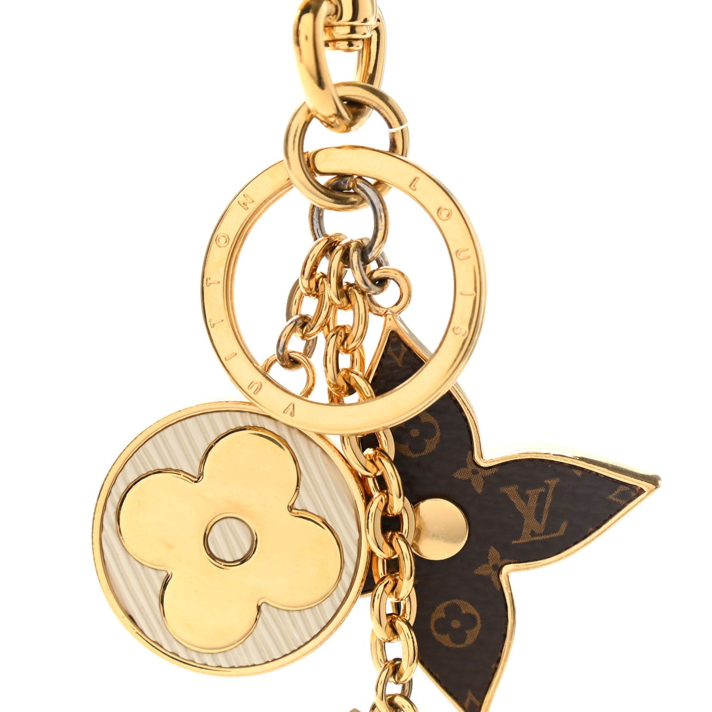 Metal Monogram Epi Spring Street Bag Charm Key Holder Gold