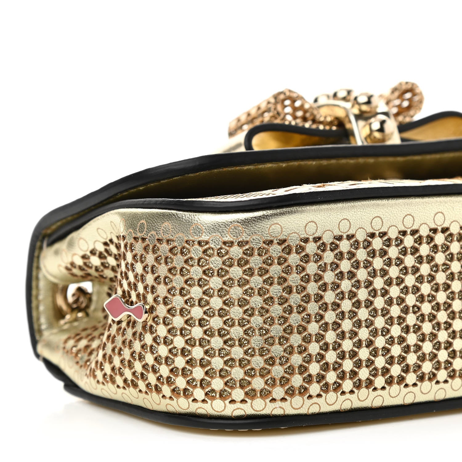 Christian Louboutin Metallic Laser Cut Nappa Mini Sweety Charity Crossbody Bag Gold 8 of 9