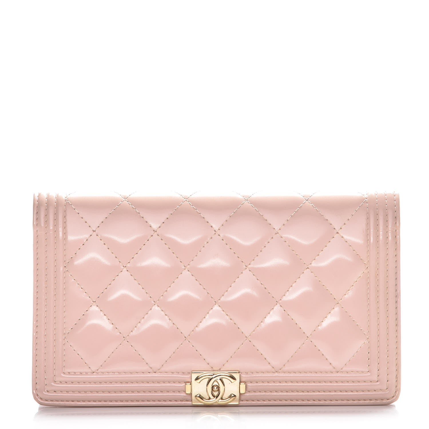 Chanel Iridescent Calfskin Quilted Boy Yen Wallet Light Pink 1 of 11