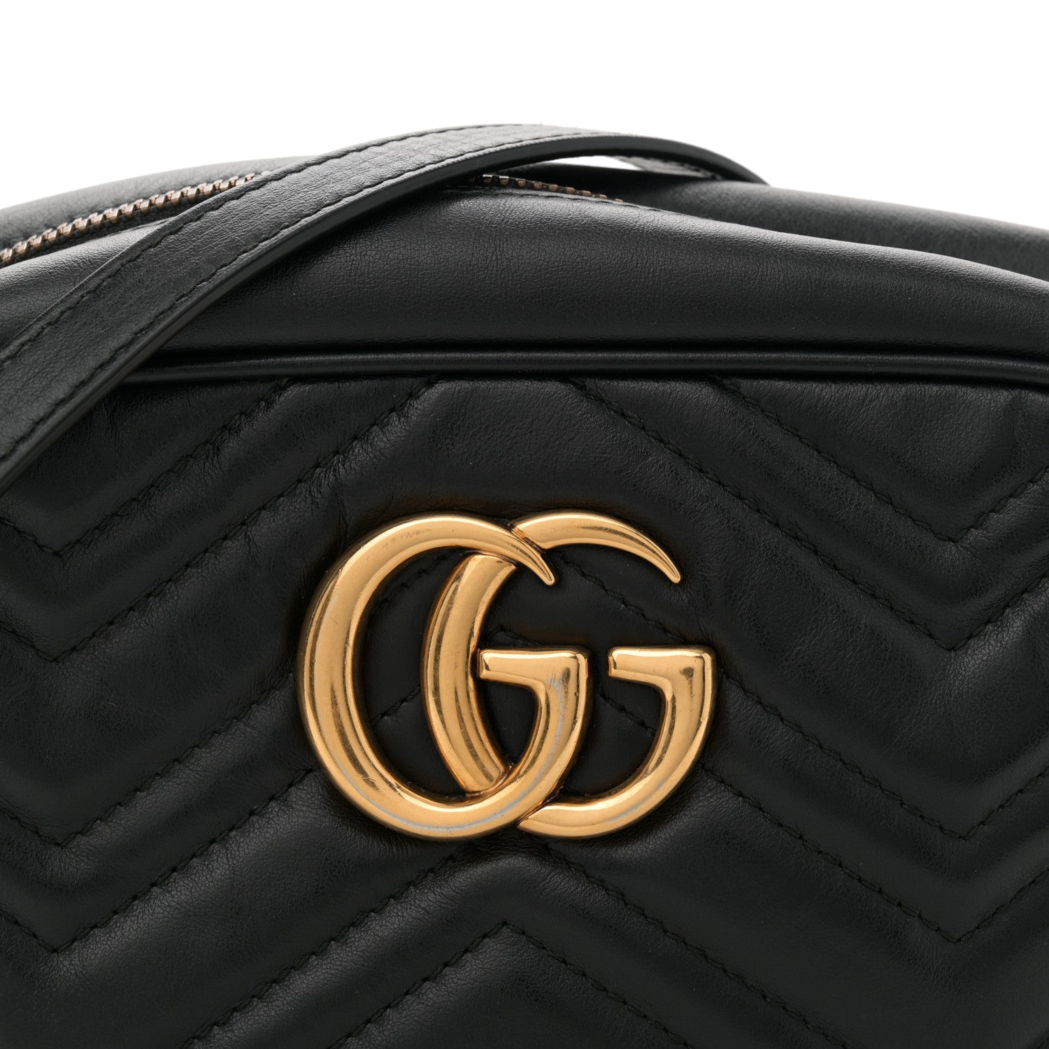 Gucci Calfskin Matelasse Small GG Marmont Chain Shoulder Bag Black 8 of 12